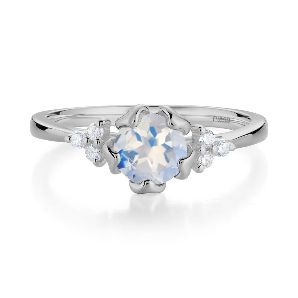 Floral Round Moonstone Ring - LUO Jewelry #metal_platinum