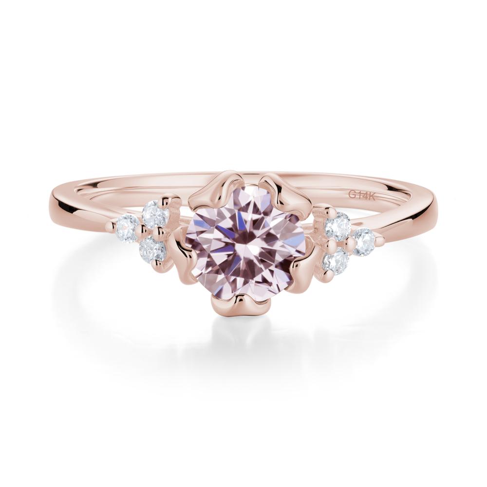 Floral Round Pink Cubic Zirconia Ring - LUO Jewelry #metal_14k rose gold