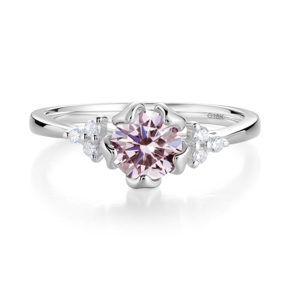 Floral Round Pink Cubic Zirconia Ring - LUO Jewelry #metal_18k white gold