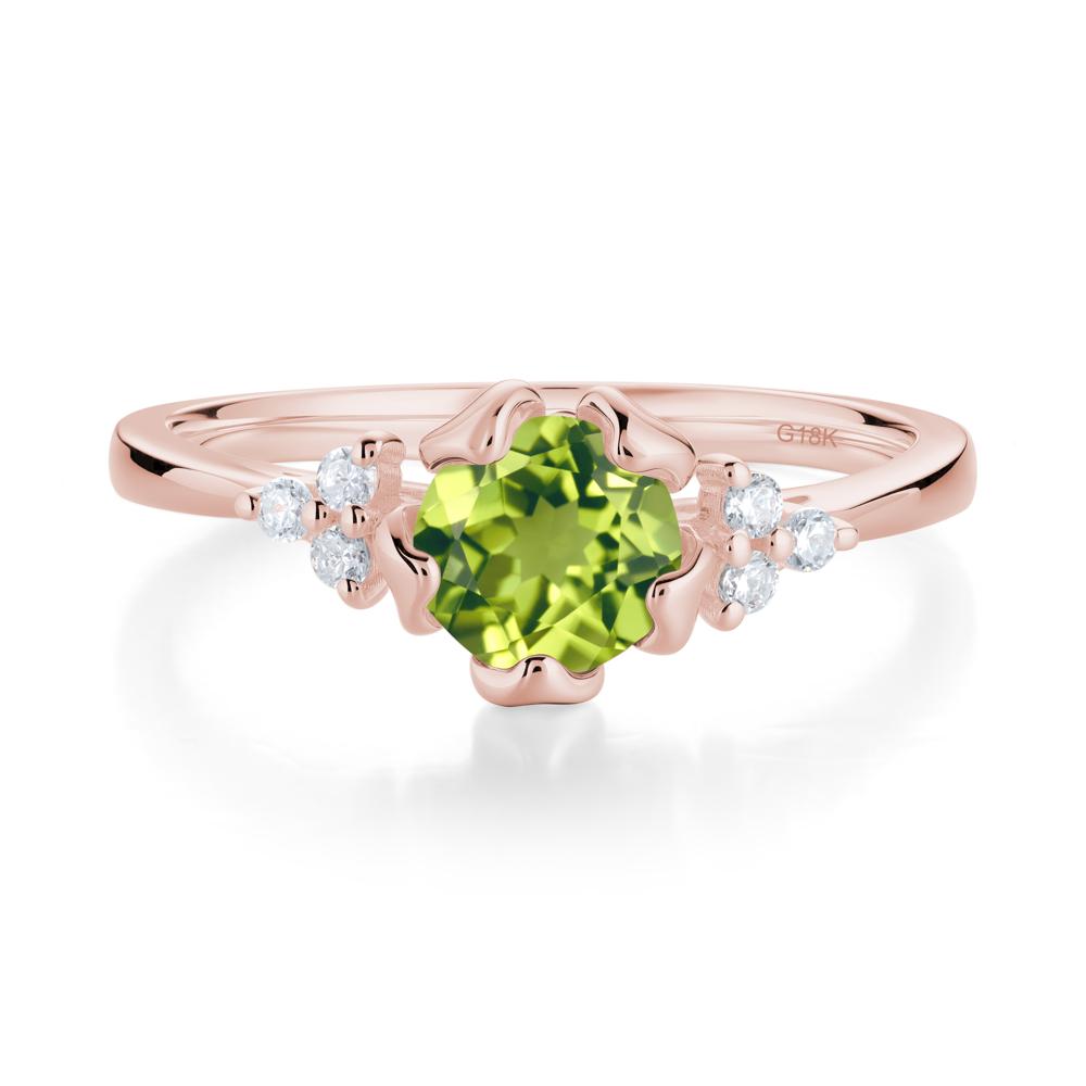 Floral Round Peridot Ring - LUO Jewelry #metal_18k rose gold