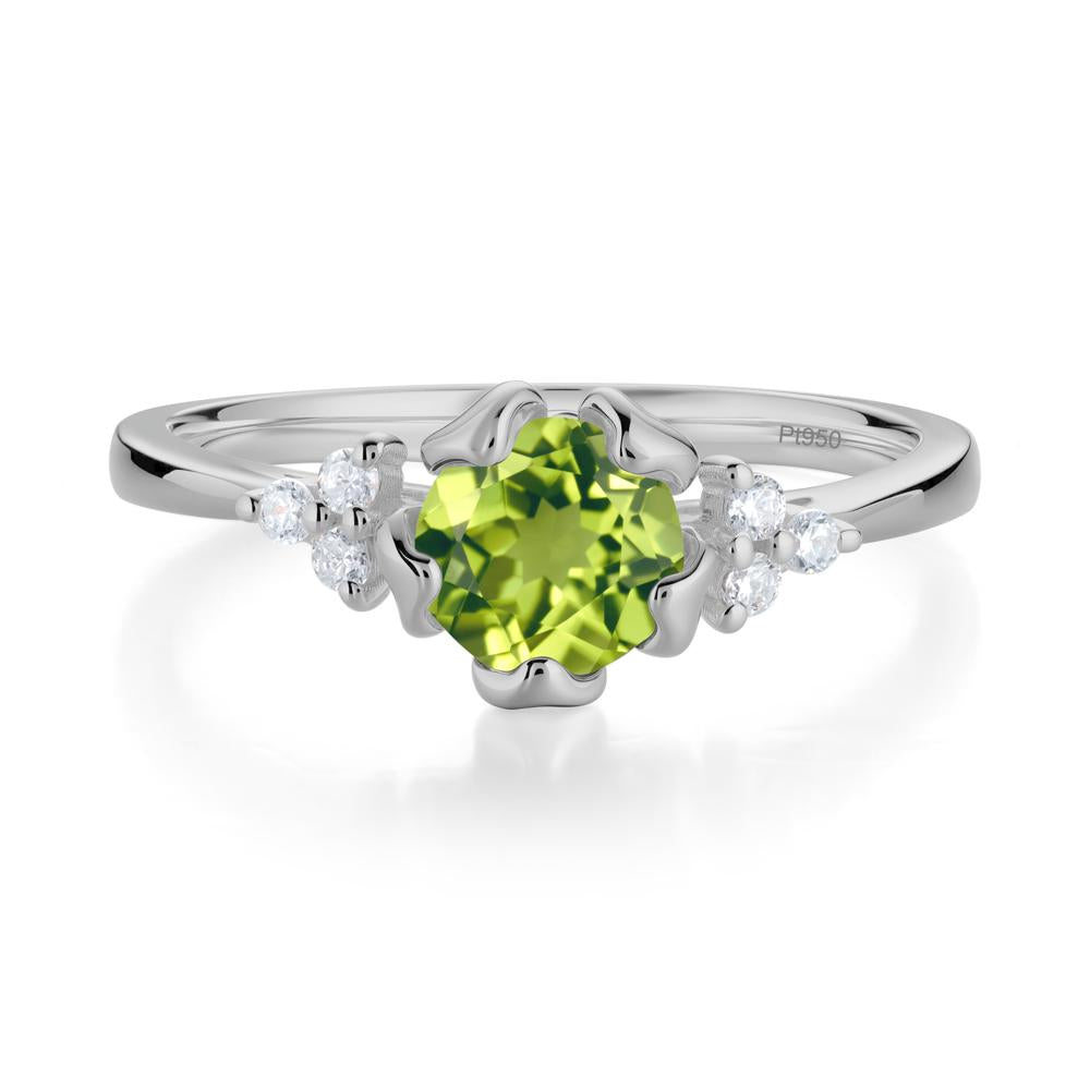 Floral Round Peridot Ring - LUO Jewelry #metal_platinum