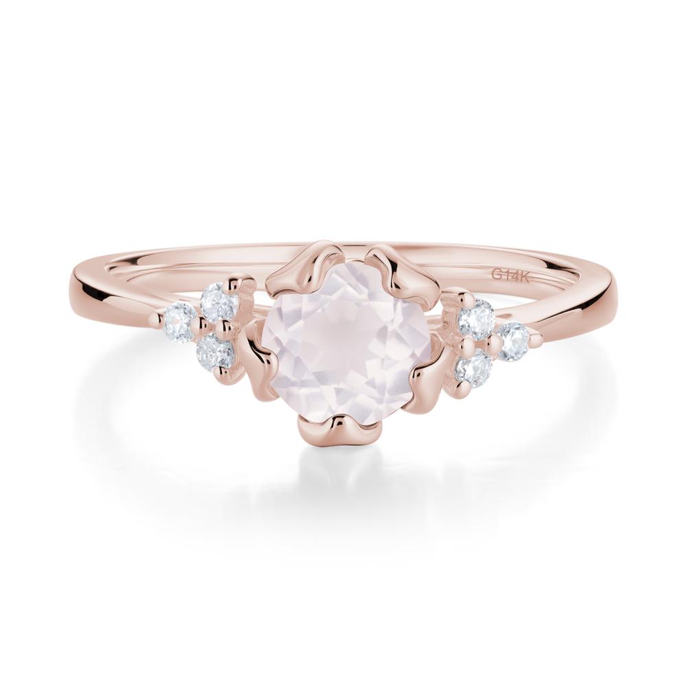 Floral Round Rose Quartz Ring - LUO Jewelry #metal_14k rose gold