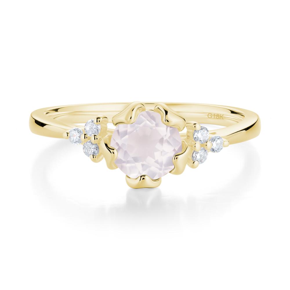 Floral Round Rose Quartz Ring - LUO Jewelry #metal_18k yellow gold