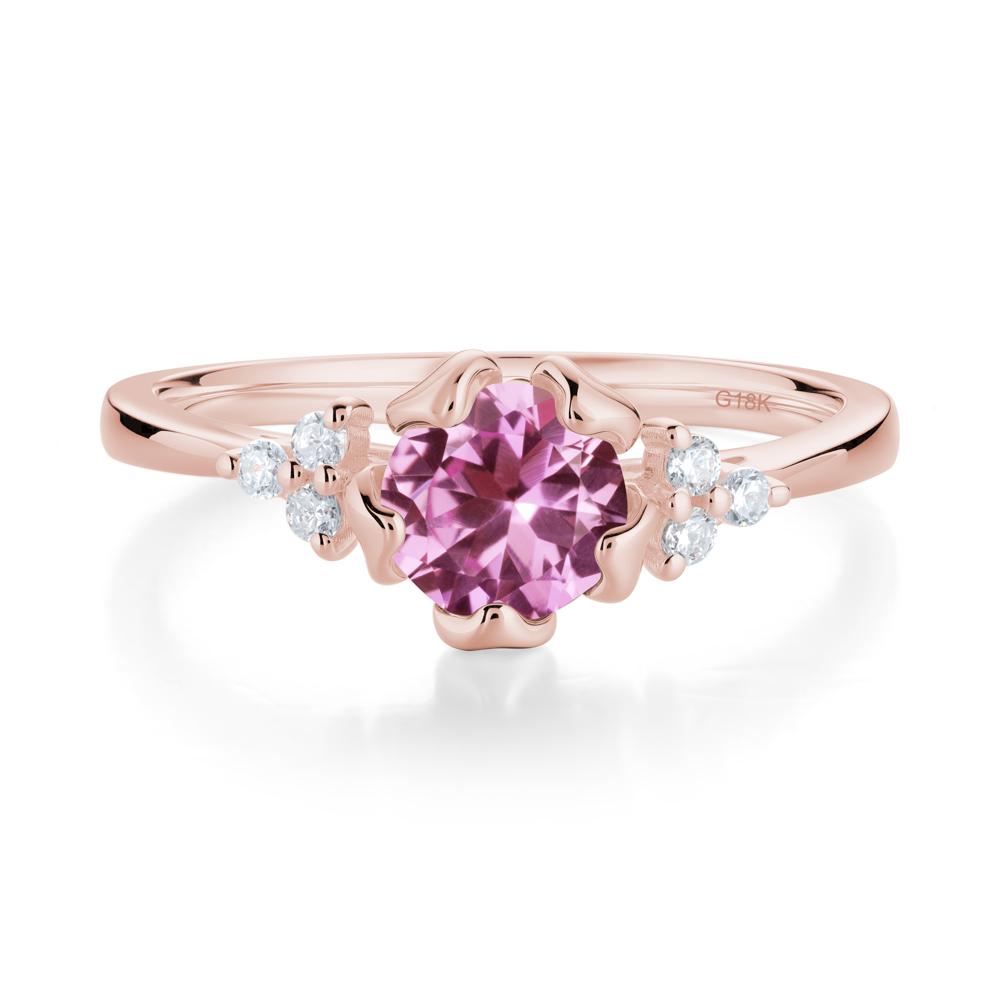 Floral Round Pink Sapphire Ring - LUO Jewelry #metal_18k rose gold