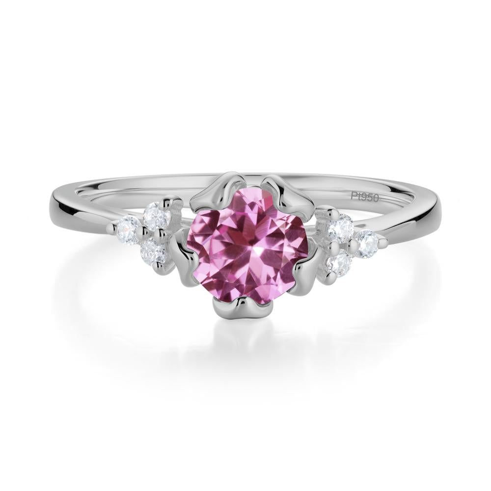 Floral Round Pink Sapphire Ring - LUO Jewelry #metal_platinum