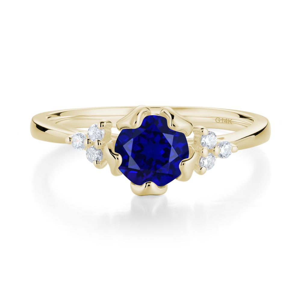 Blooming Sapphire Flower Ring - LUO Jewelry #metal_14k yellow gold