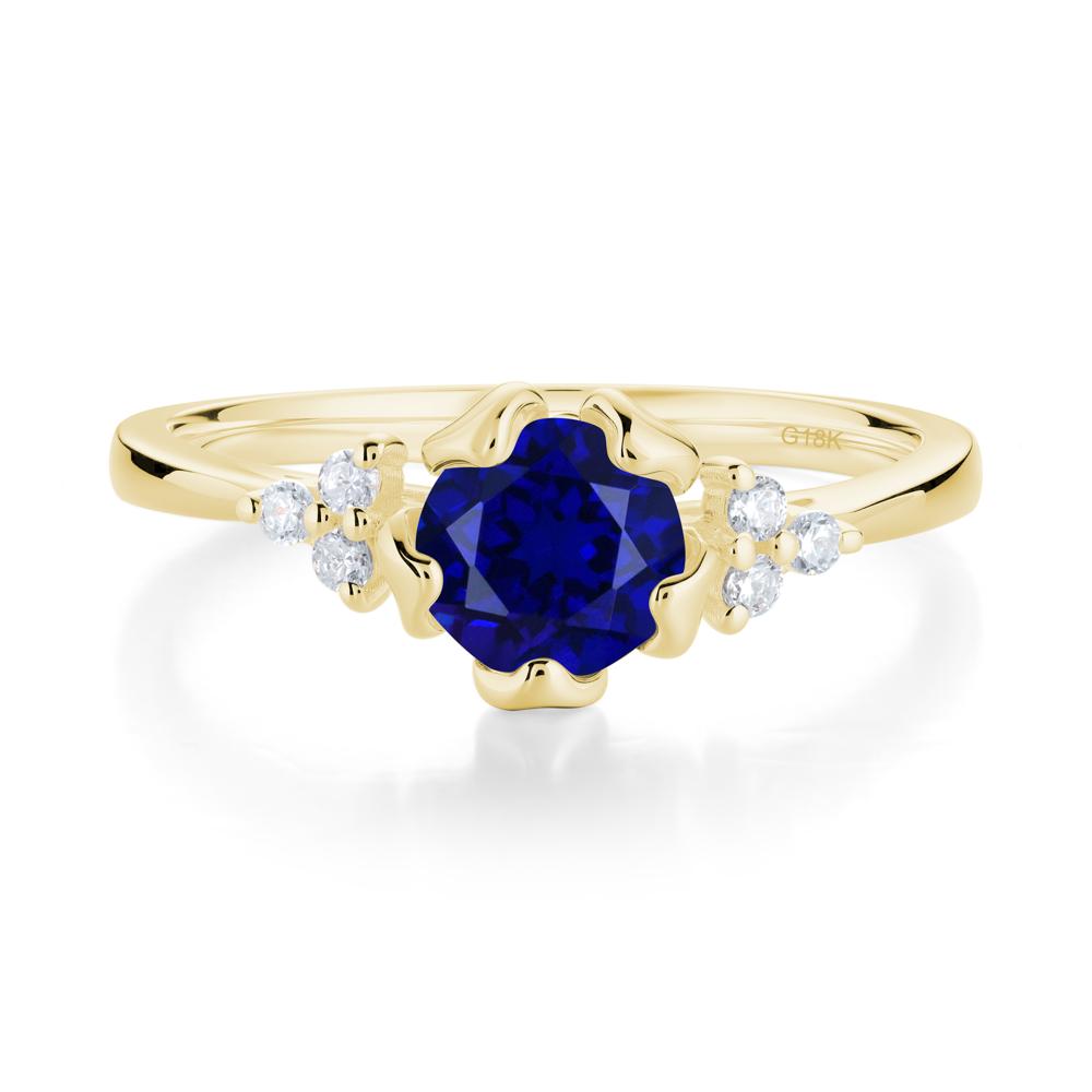 Blooming Sapphire Flower Ring - LUO Jewelry #metal_18k yellow gold