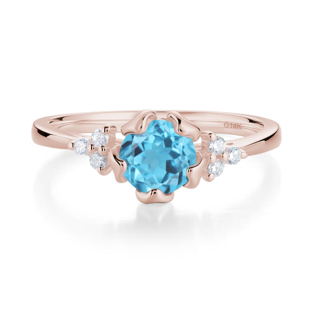 Floral Swiss Blue Topaz Cluster Ring - LUO Jewelry #metal_14k rose gold