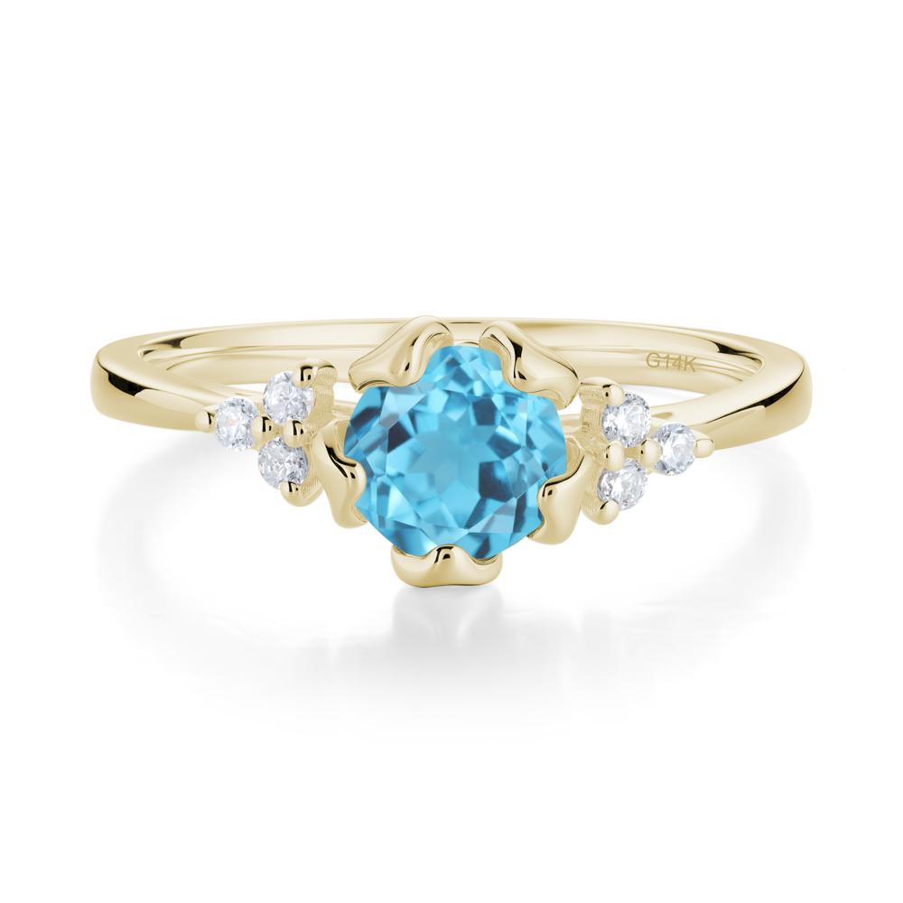 Floral Swiss Blue Topaz Cluster Ring - LUO Jewelry #metal_14k yellow gold