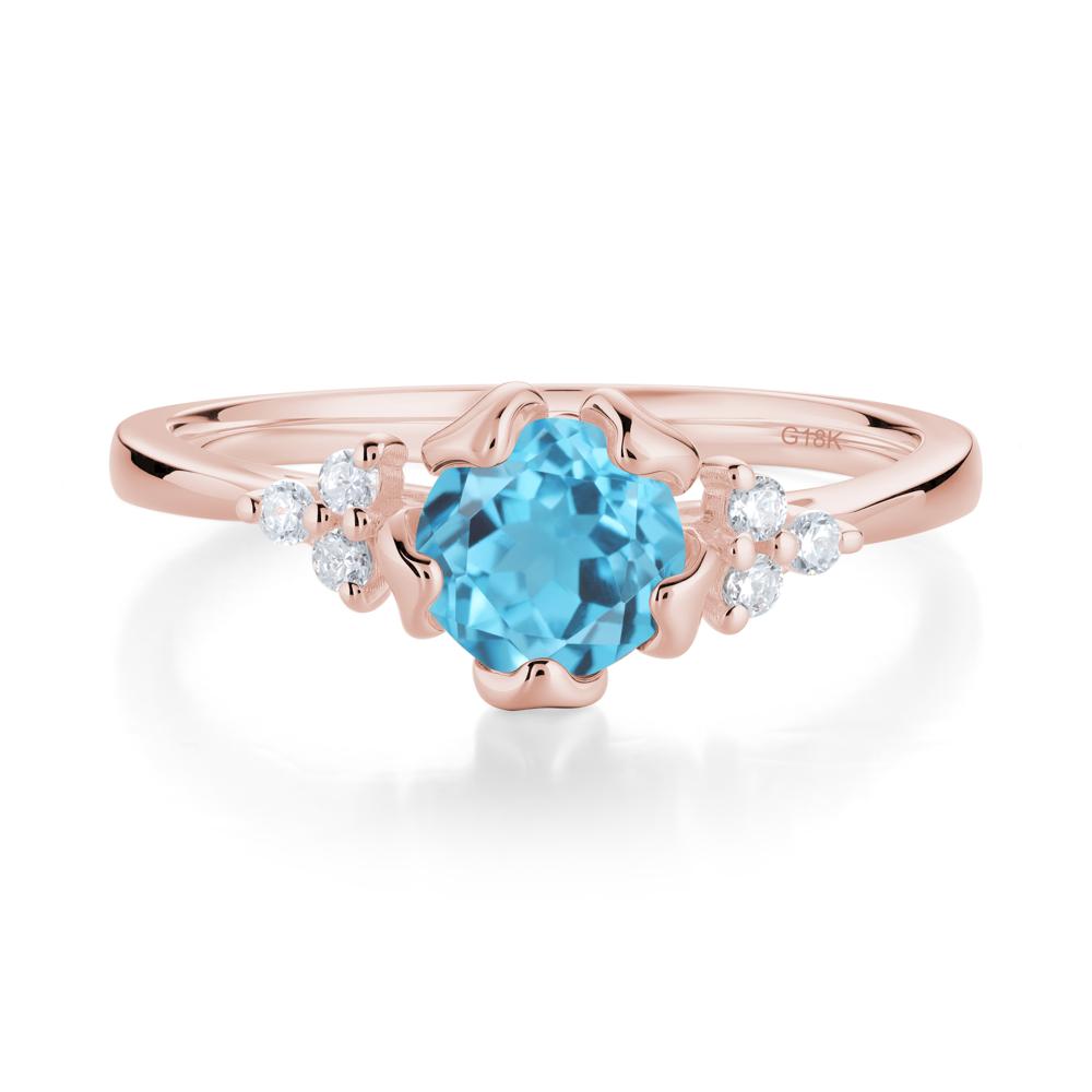 Floral Swiss Blue Topaz Cluster Ring - LUO Jewelry #metal_18k rose gold