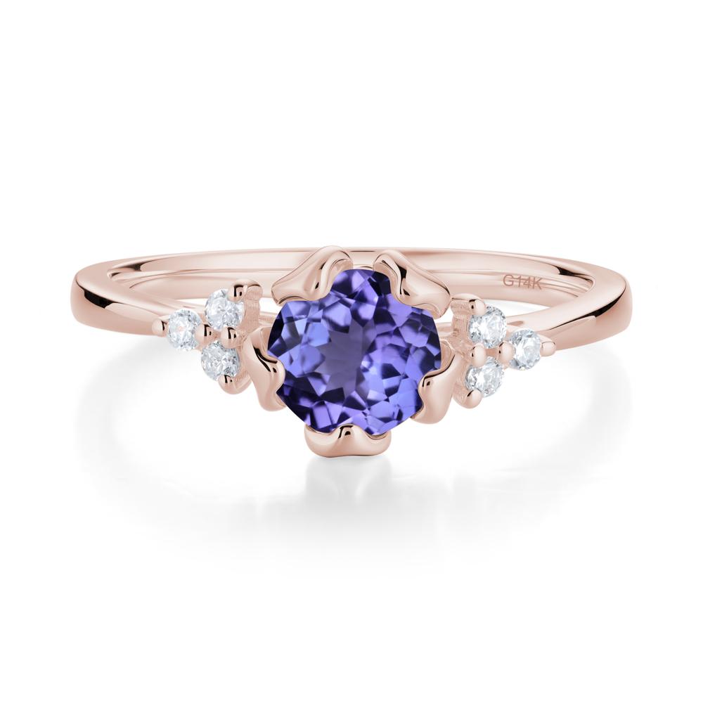 Floral Tanzanite Cluster Ring - LUO Jewelry #metal_14k rose gold