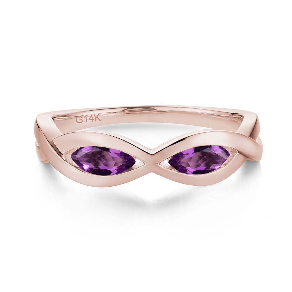 Marquise Cut Infinity Twist Amethyst Ring - LUO Jewelry #gemstone_Amethyst