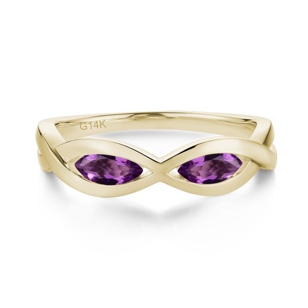 Marquise Cut Infinity Twist Amethyst Ring - LUO Jewelry #gemstone_Amethyst