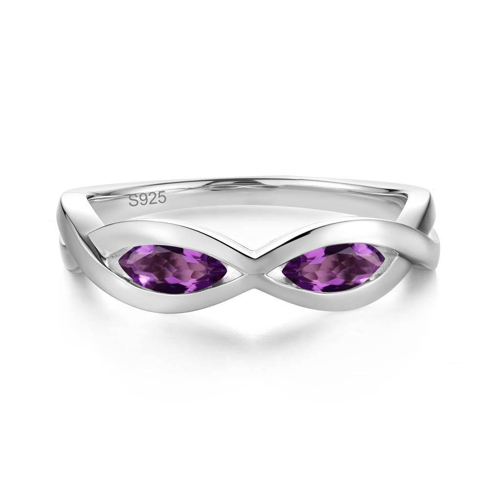 Marquise Cut Infinity Twist Amethyst Ring - LUO Jewelry #gemstone_Amethyst
