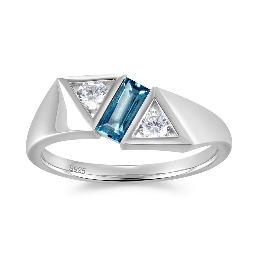 Modern Statement Baguette White Topaz Ring - LUO Jewelry #gemstone_London Blue Topaz