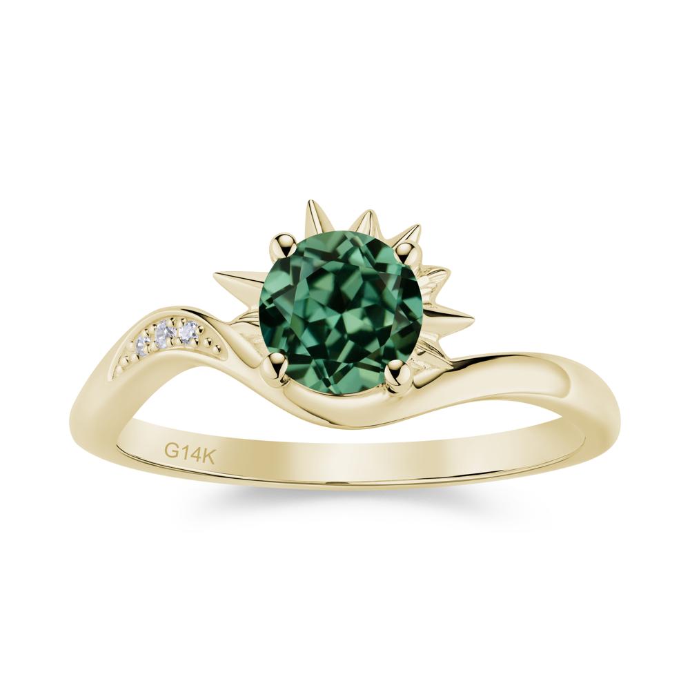 Alexandrite Lucky Sun Moon Promise Ring - LUO Jewelry #gemstone_Green Sapphire