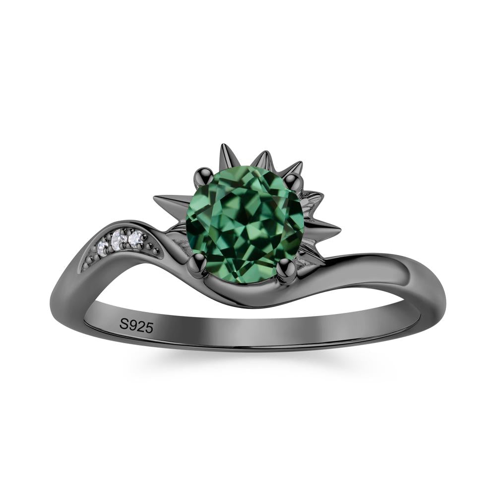 Alexandrite Lucky Sun Moon Promise Ring - LUO Jewelry #gemstone_Green Sapphire