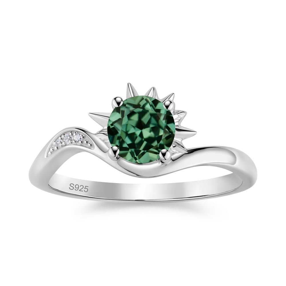 Alexandrite Lucky Sun Moon Promise Ring - LUO Jewelry #gemstone_Green Sapphire