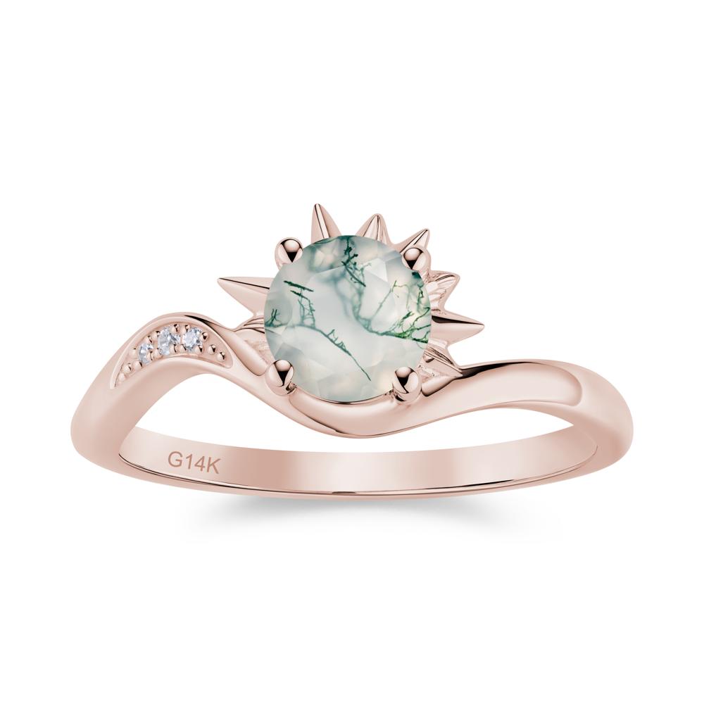 Alexandrite Lucky Sun Moon Promise Ring - LUO Jewelry #gemstone_Moss Agate
