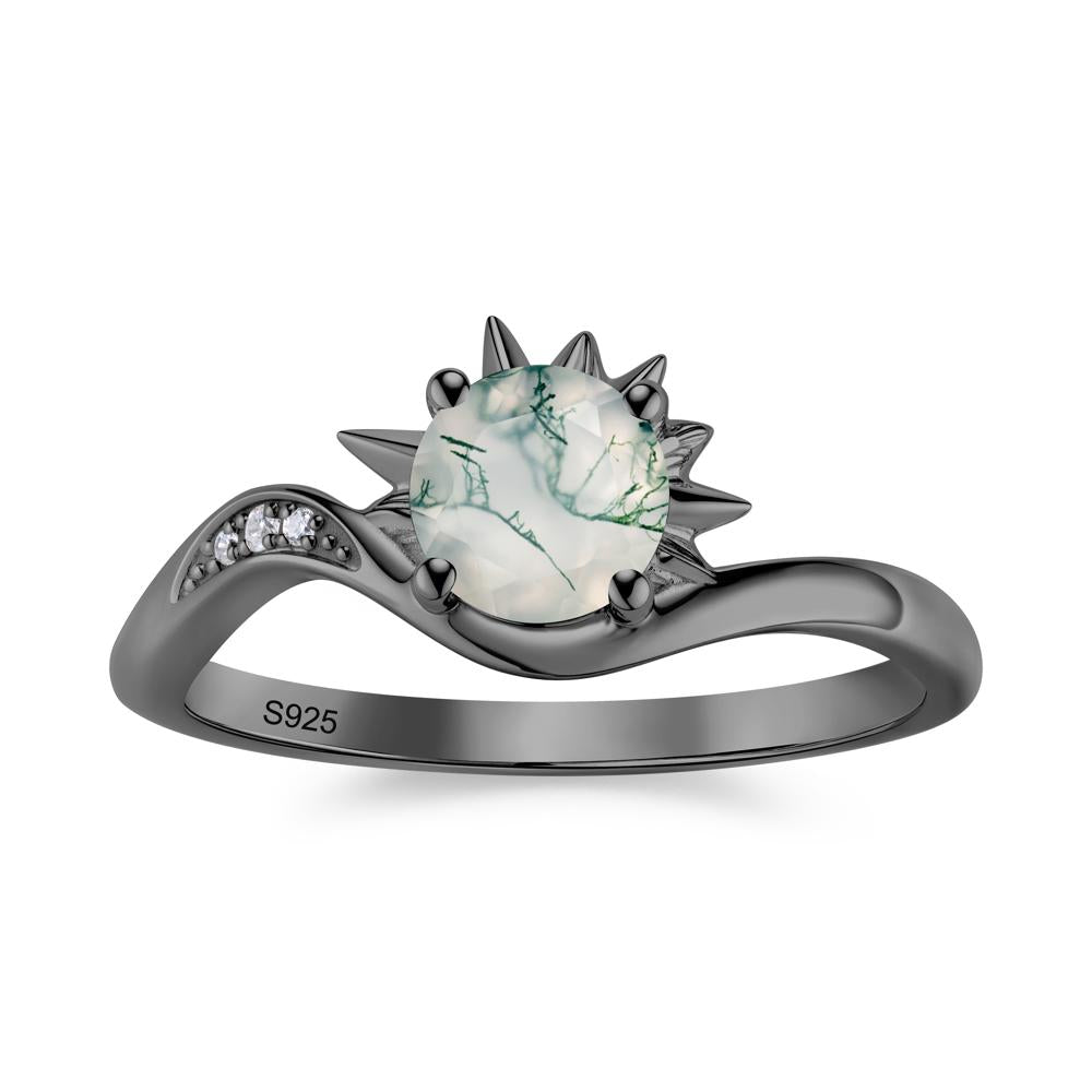 Alexandrite Lucky Sun Moon Promise Ring - LUO Jewelry #gemstone_Moss Agate