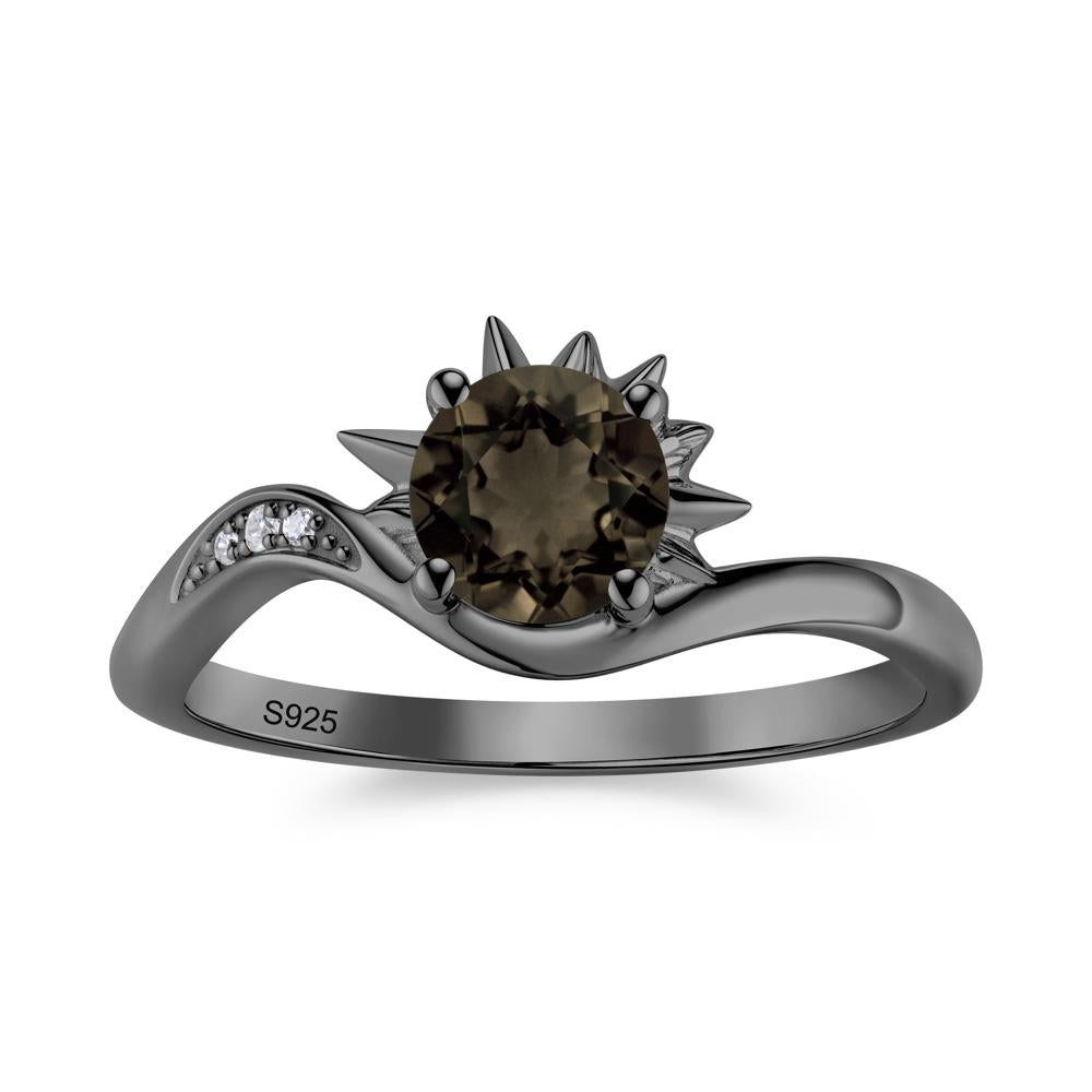 Alexandrite Lucky Sun Moon Promise Ring - LUO Jewelry #gemstone_Smoky Quartz
