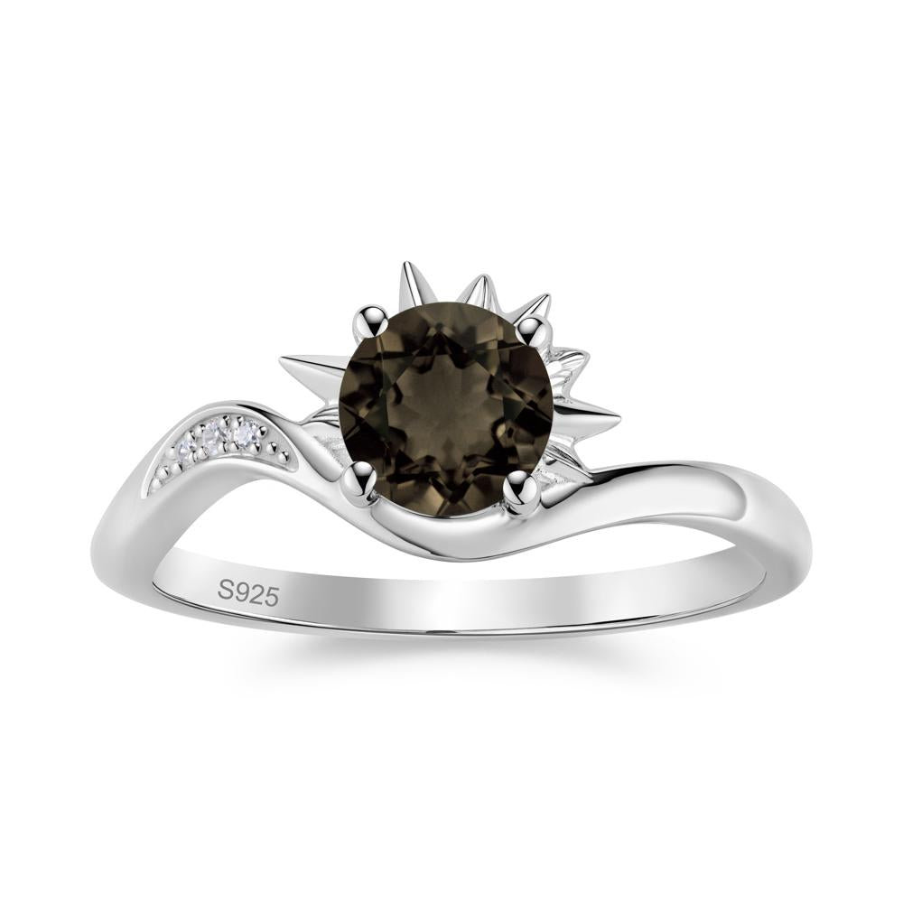Alexandrite Lucky Sun Moon Promise Ring - LUO Jewelry #gemstone_Smoky Quartz