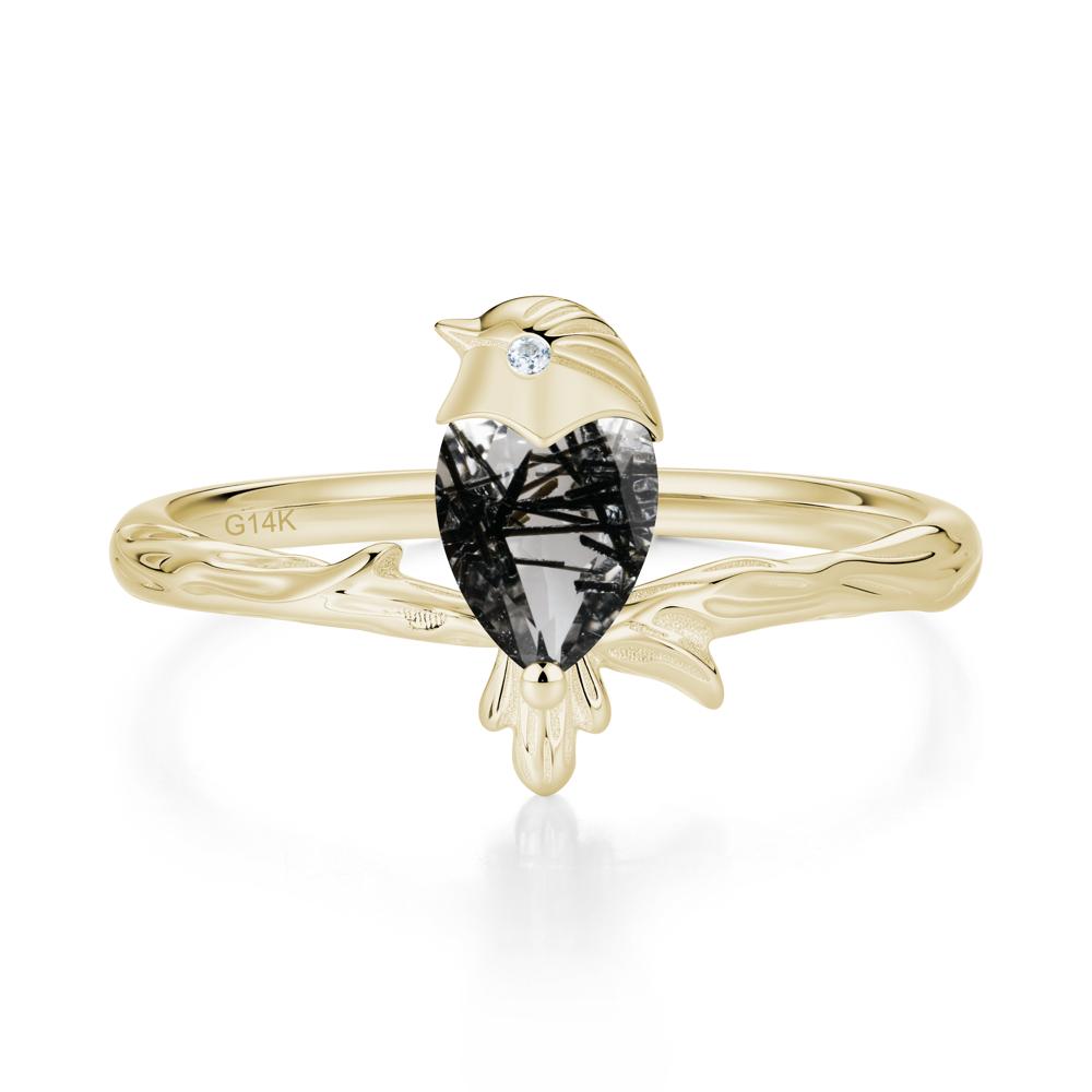 Good Luck Free Spirit Bird Sapphire Ring - LUO Jewelry #gemstone_Black Rutilated Quartz