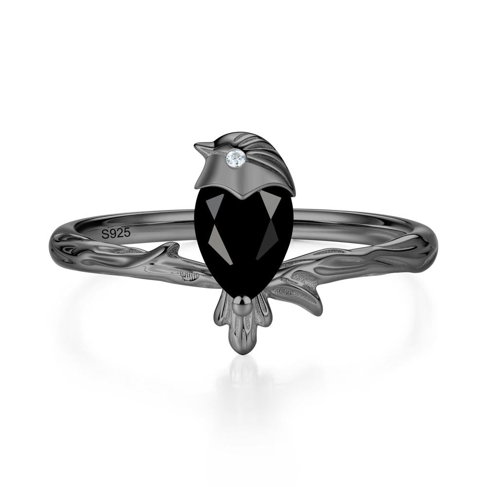 Good Luck Free Spirit Bird Sapphire Ring - LUO Jewelry #gemstone_Black Spinel