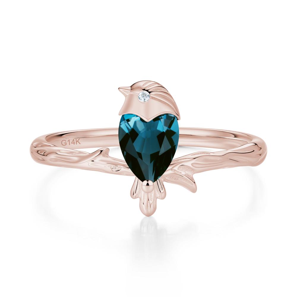 Good Luck Free Spirit Bird Sapphire Ring - LUO Jewelry #gemstone_London Blue Topaz