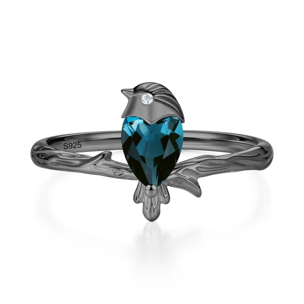 Good Luck Free Spirit Bird Sapphire Ring - LUO Jewelry #gemstone_London Blue Topaz