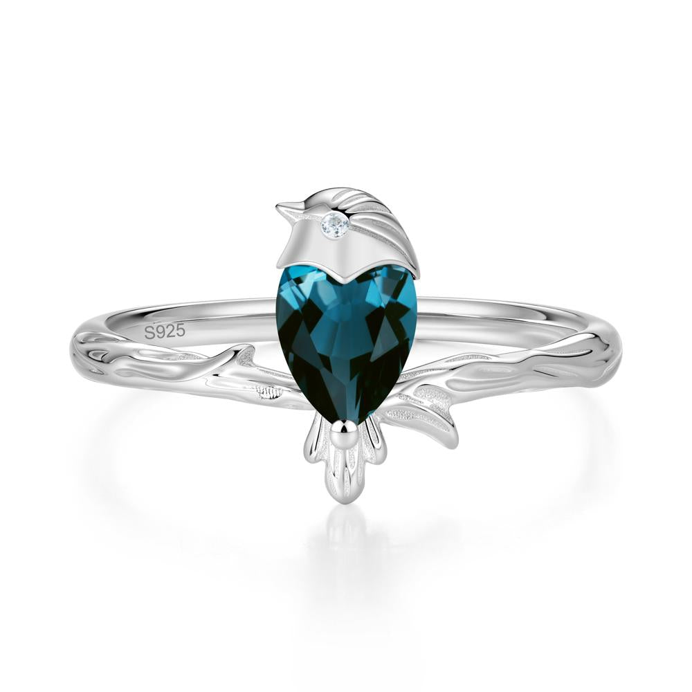 Good Luck Free Spirit Bird Sapphire Ring - LUO Jewelry #gemstone_London Blue Topaz