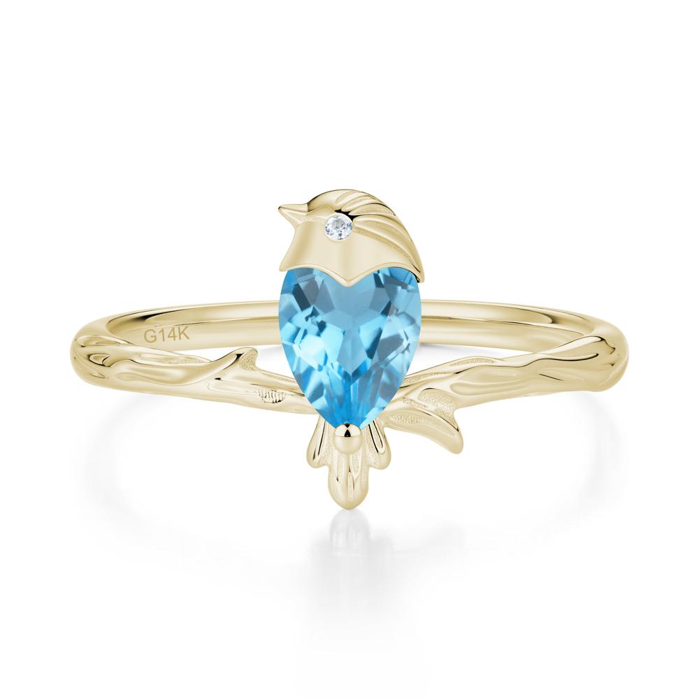Good Luck Free Spirit Bird Sapphire Ring - LUO Jewelry #gemstone_Swiss Blue Topaz