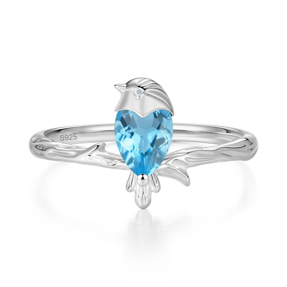 Good Luck Free Spirit Bird Sapphire Ring - LUO Jewelry #gemstone_Swiss Blue Topaz