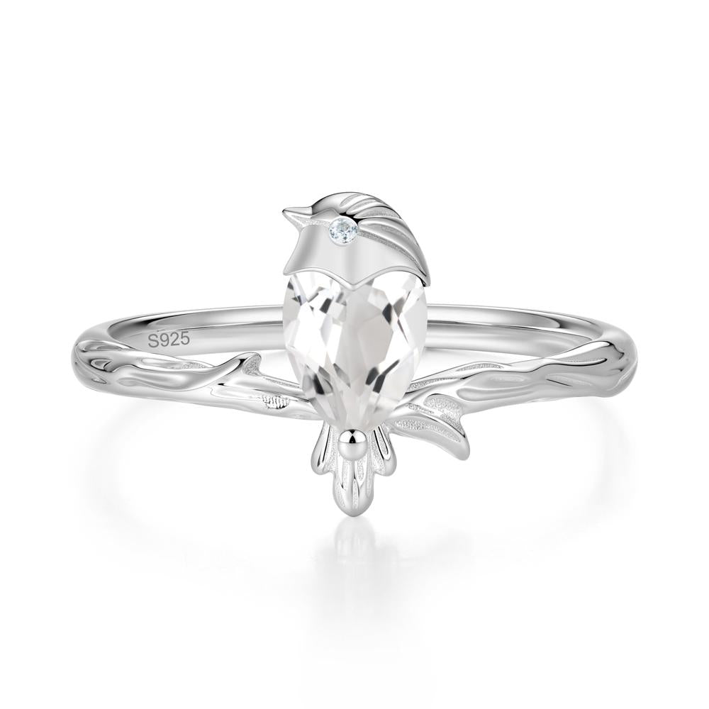 Good Luck Free Spirit Bird Sapphire Ring - LUO Jewelry #gemstone_White Topaz