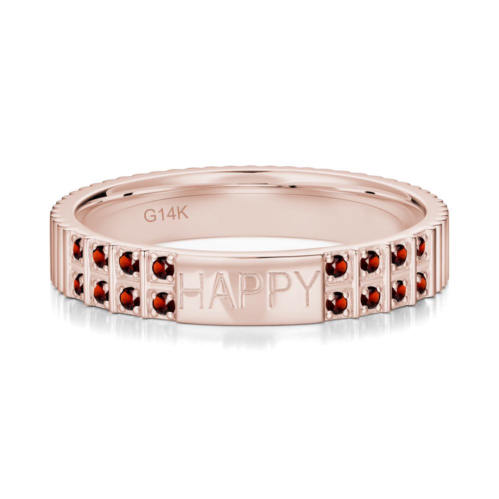 Minimalist Personalized Engraved Garnet Ring - LUO Jewelry #gemstone_Garnet