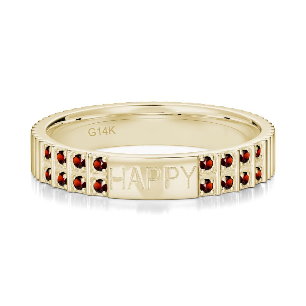 Minimalist Personalized Engraved Garnet Ring - LUO Jewelry #gemstone_Garnet