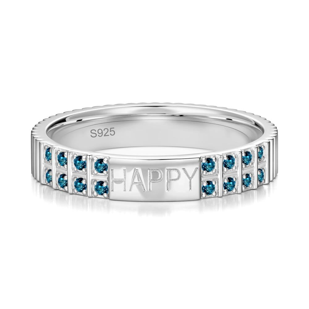 Minimalist Personalized Engraved Garnet Ring - LUO Jewelry #gemstone_London Blue Topaz