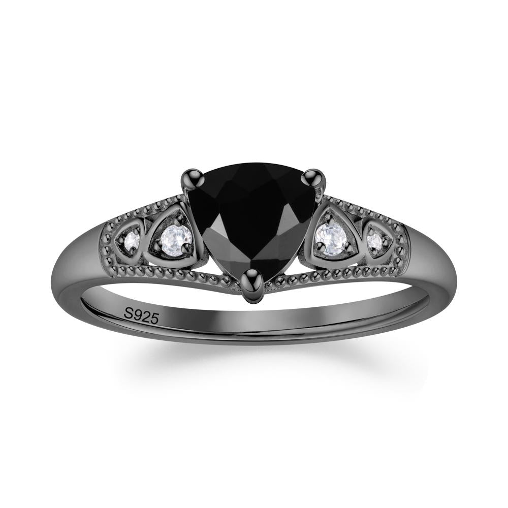 Vintage Filigree Alexandrite Engagement Ring - LUO Jewelry #gemstone_Black Spinel