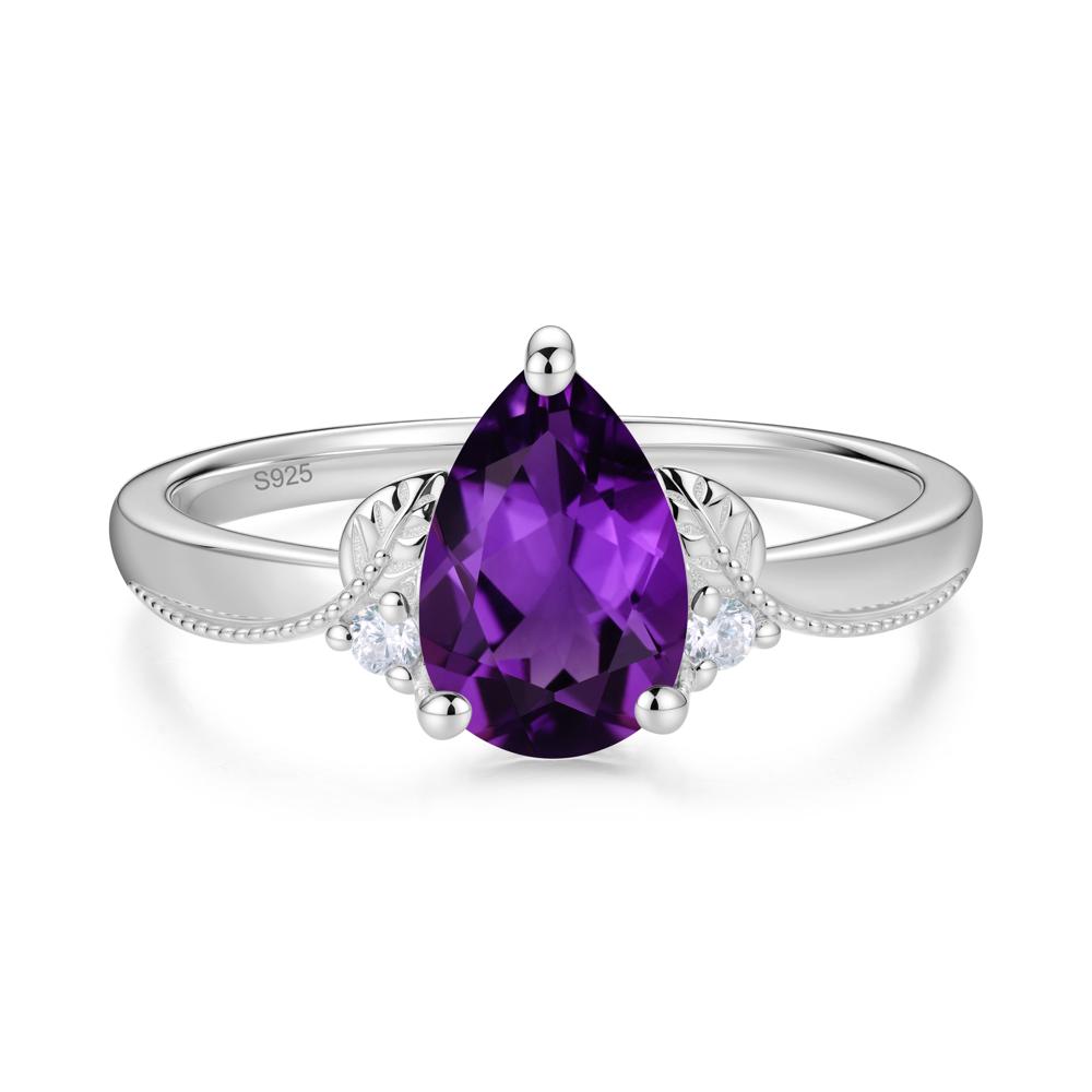 Vintage Pear Cut London Blue Topaz Leaf Ring Set - LUO Jewelry #gemstone_Amethyst