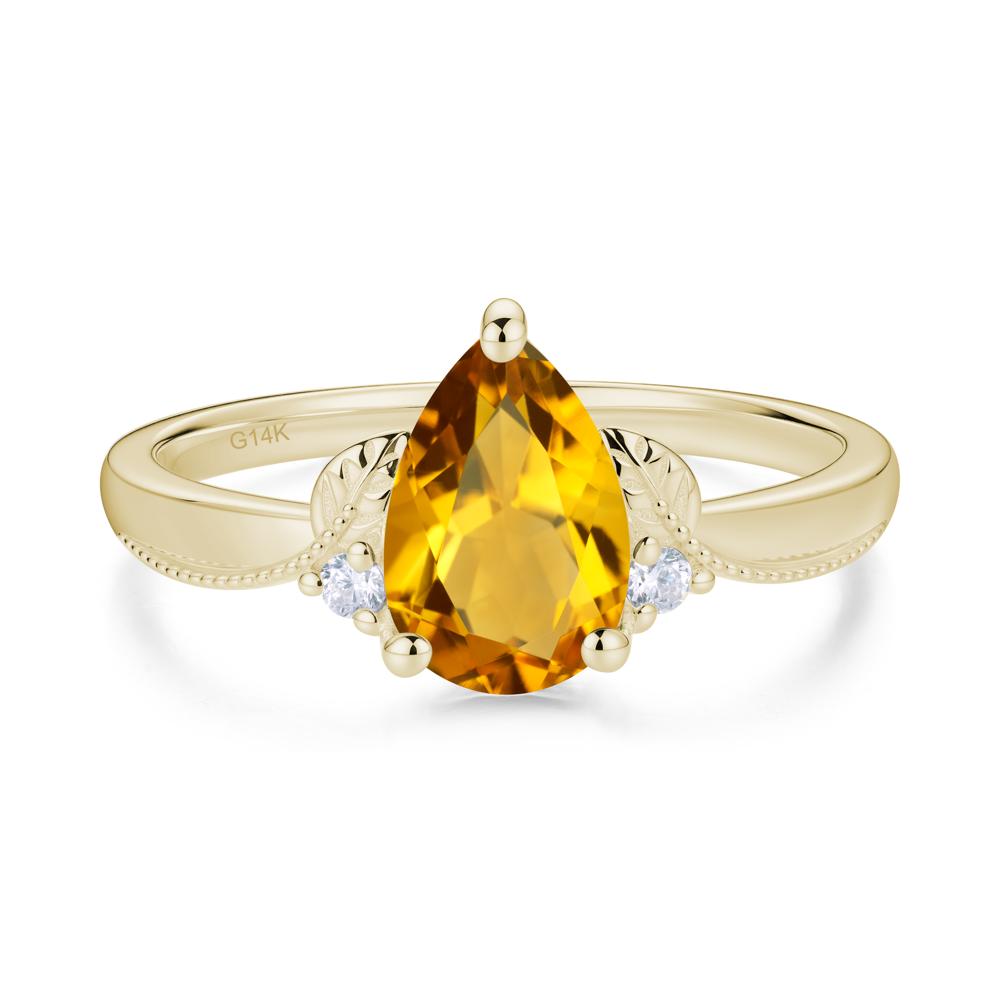 Vintage Pear Cut London Blue Topaz Leaf Ring Set - LUO Jewelry #gemstone_Citrine