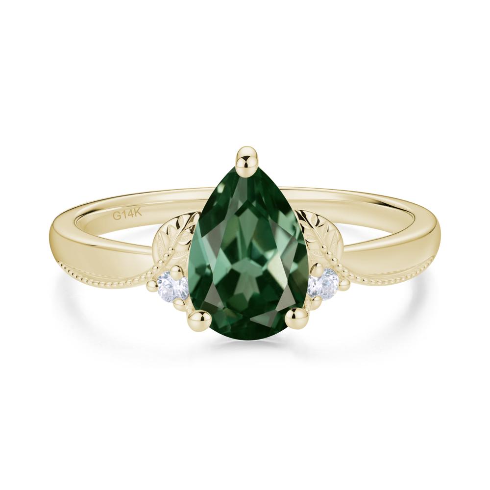 Vintage Pear Cut London Blue Topaz Leaf Ring Set - LUO Jewelry #gemstone_Green Sapphire