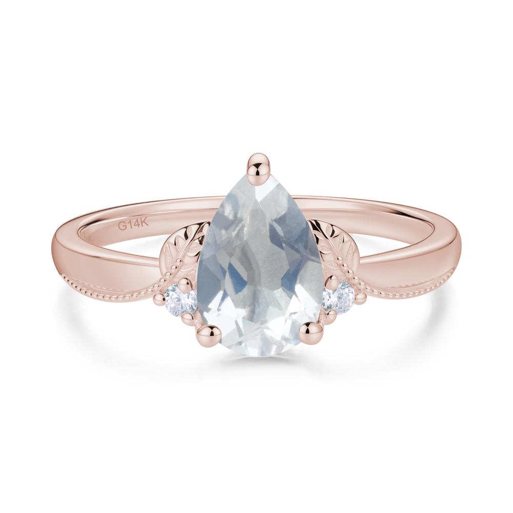 Vintage Pear Cut London Blue Topaz Leaf Ring Set - LUO Jewelry #gemstone_Moonstone