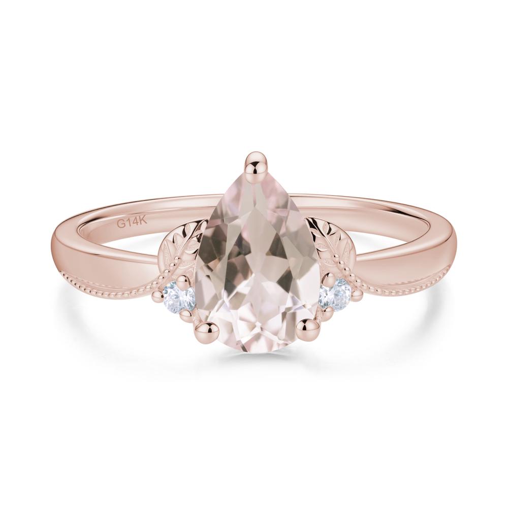 Vintage Pear Cut London Blue Topaz Leaf Ring Set - LUO Jewelry #gemstone_Morganite