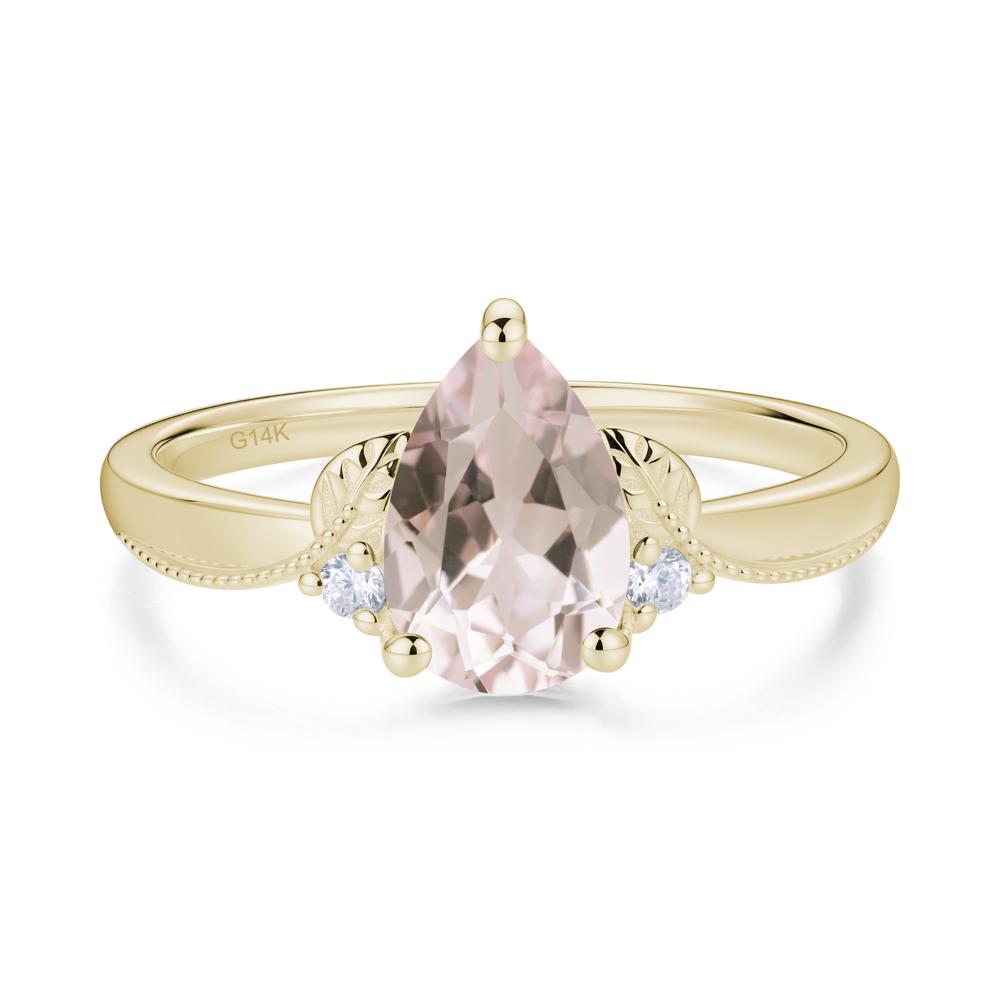Vintage Pear Cut London Blue Topaz Leaf Ring Set - LUO Jewelry #gemstone_Morganite