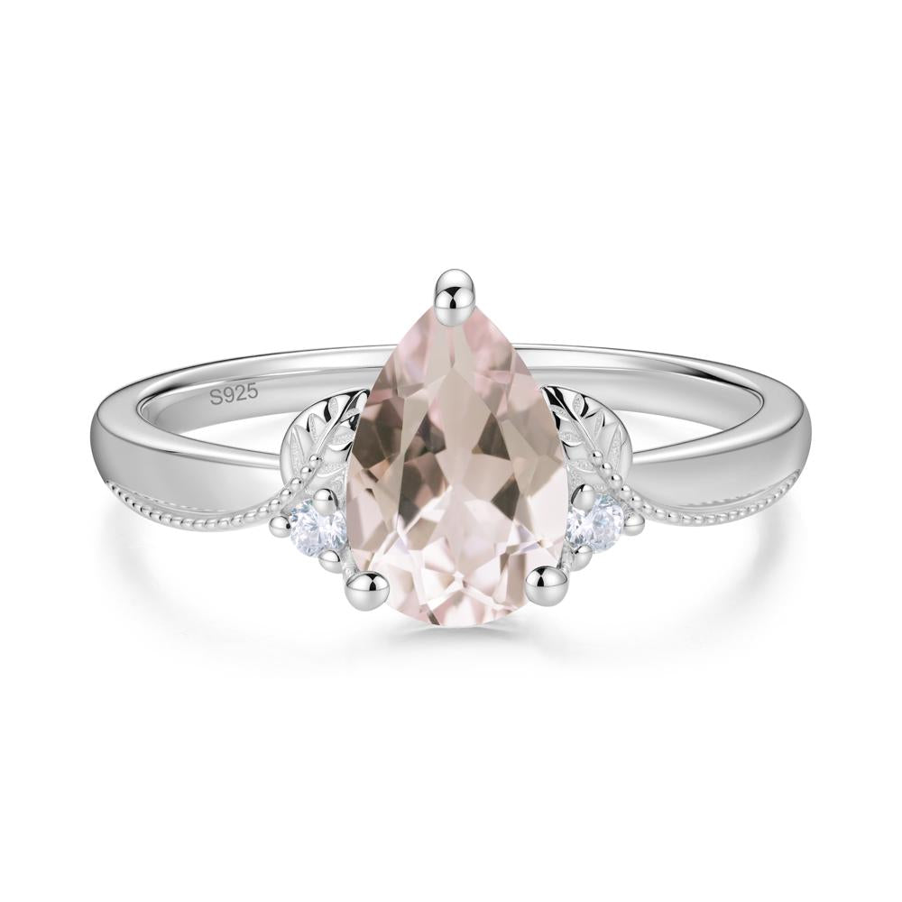 Vintage Pear Cut London Blue Topaz Leaf Ring Set - LUO Jewelry #gemstone_Morganite