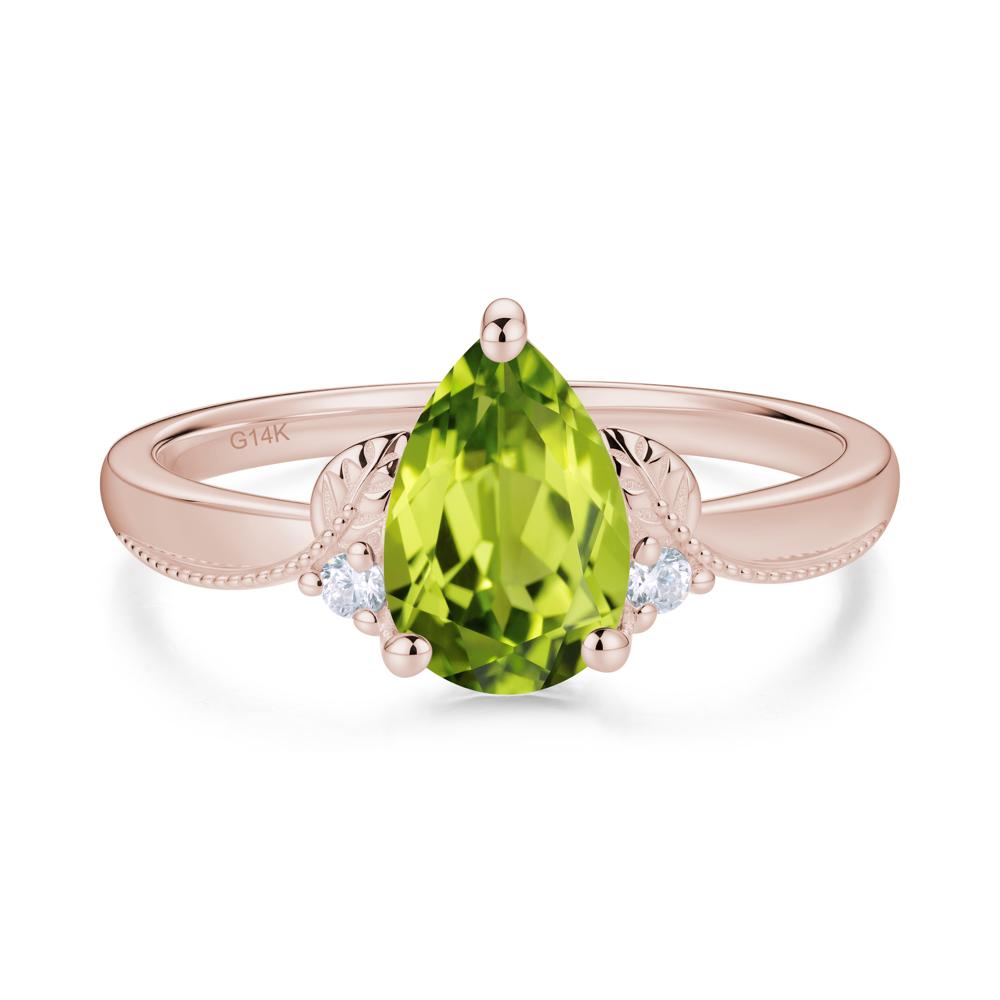 Vintage Pear Cut London Blue Topaz Leaf Ring Set - LUO Jewelry #gemstone_Peridot