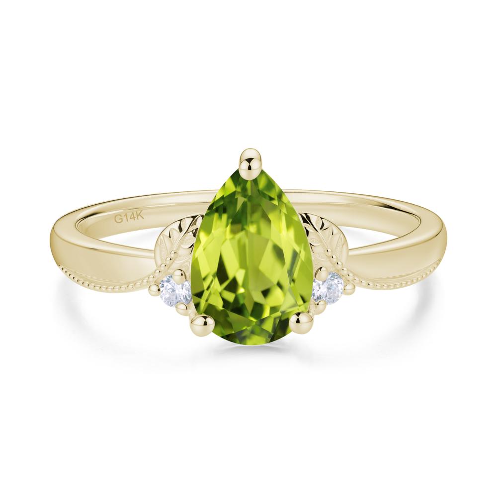 Vintage Pear Cut London Blue Topaz Leaf Ring Set - LUO Jewelry #gemstone_Peridot