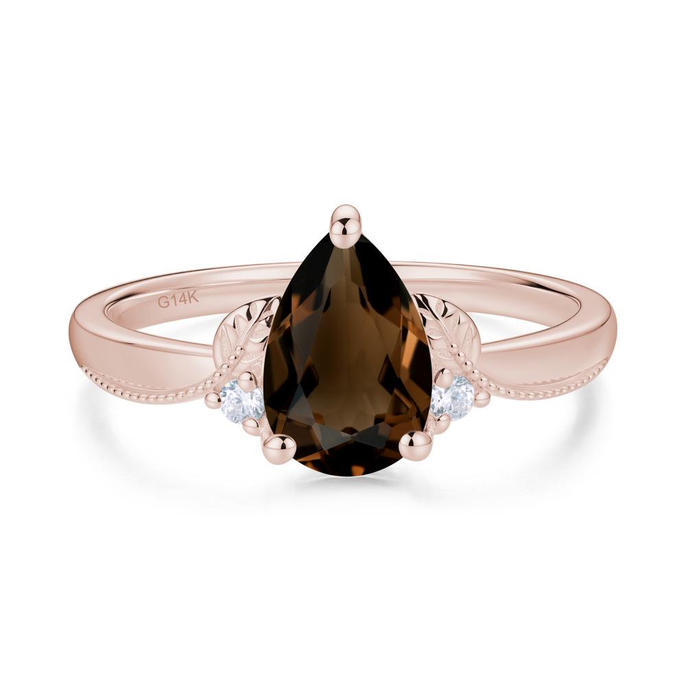 Vintage Pear Cut London Blue Topaz Leaf Ring Set - LUO Jewelry #gemstone_Smoky Quartz