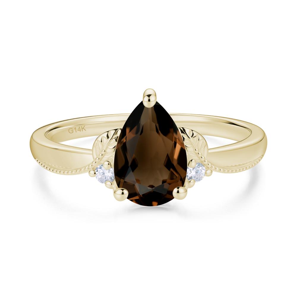 Vintage Pear Cut London Blue Topaz Leaf Ring Set - LUO Jewelry #gemstone_Smoky Quartz