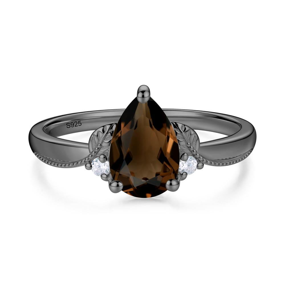 Vintage Pear Cut London Blue Topaz Leaf Ring Set - LUO Jewelry #gemstone_Smoky Quartz